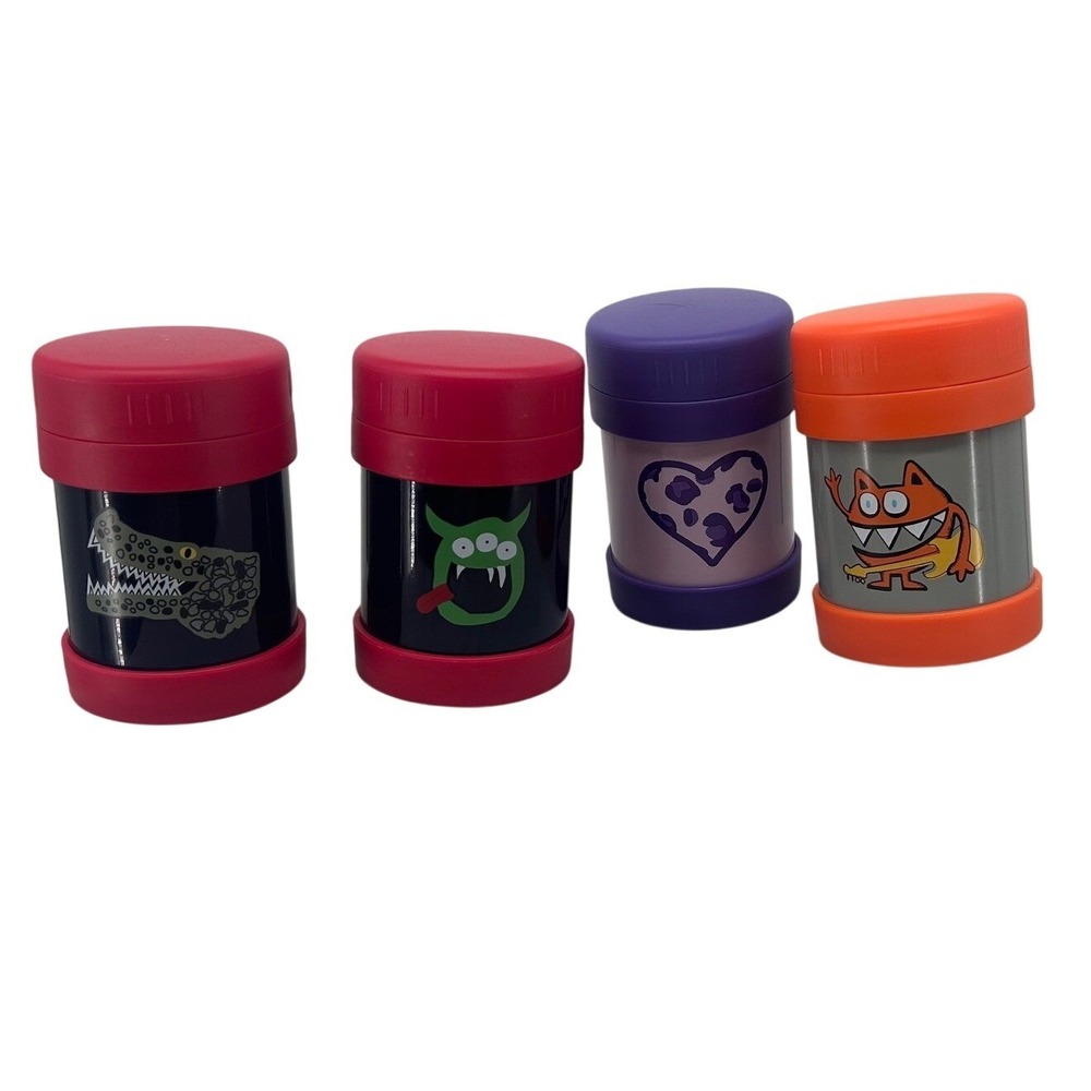 Kids Insulated Thermal Food Jars Set of 4 Fun Character Designs